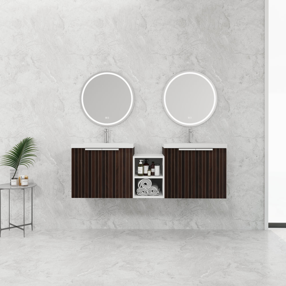 24 Inch Bathroom Cabinet With Resin Sink,Soft Close Doors,Float Mounting Design, For Small Bathroom