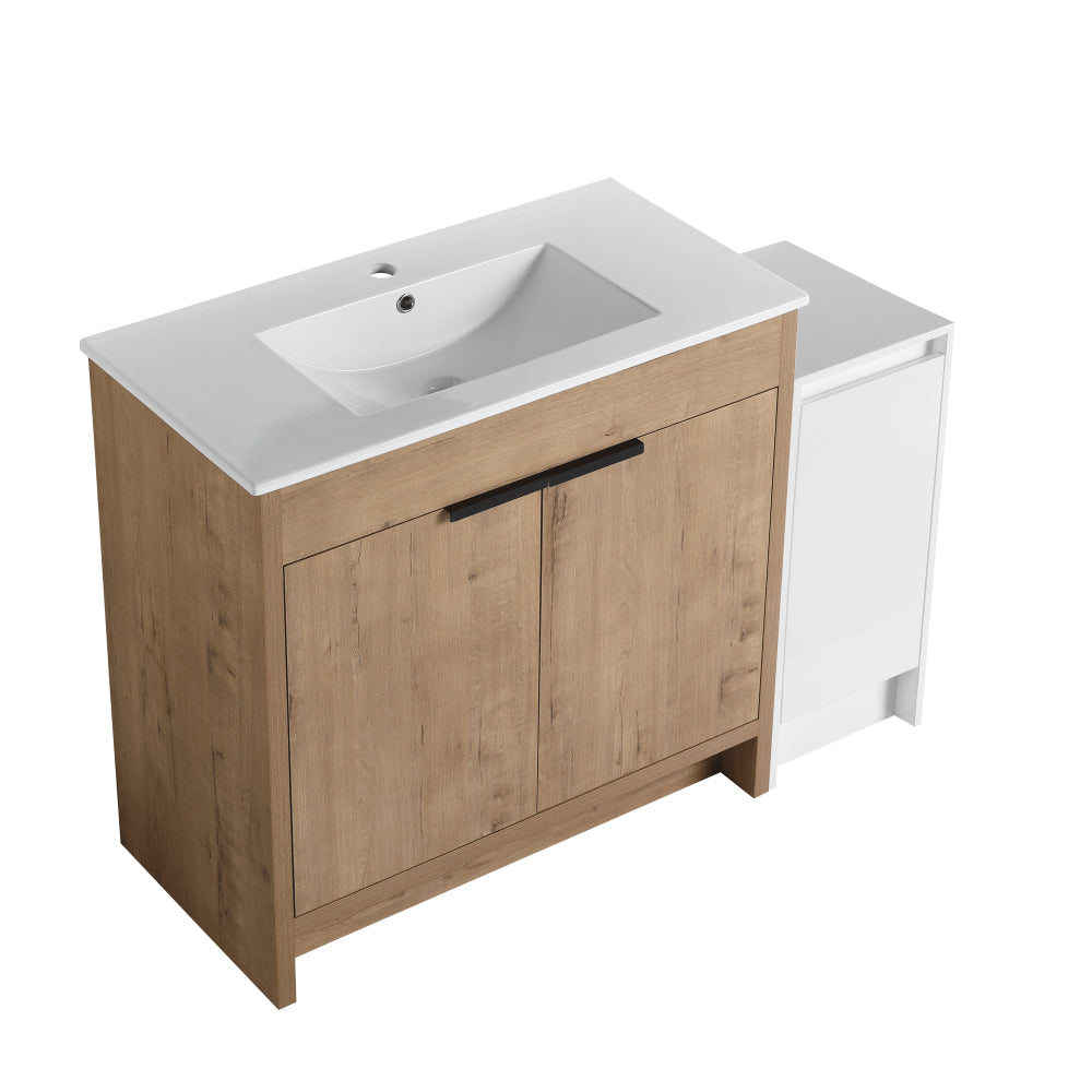 36" Freestanding Bathroom Vanity with White Ceramic Sink & 2 Soft-Close Cabinet Doors ((KD-PACKING),BVB02436IMO-F-BL9090B