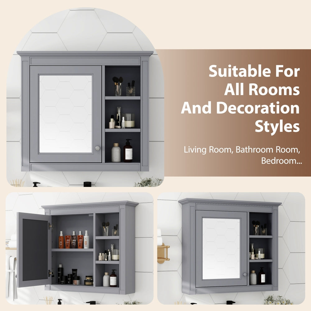 30'' x 28'' Medicine Cabinet, Wall Mounted Bathroom Storage Cabinet, Modern Bathroom Wall Cabinet with Mirror,Medicine Cabinet, Mirror Cabinet with 3 Open Shelves (Not Include Bathroom Vanity )