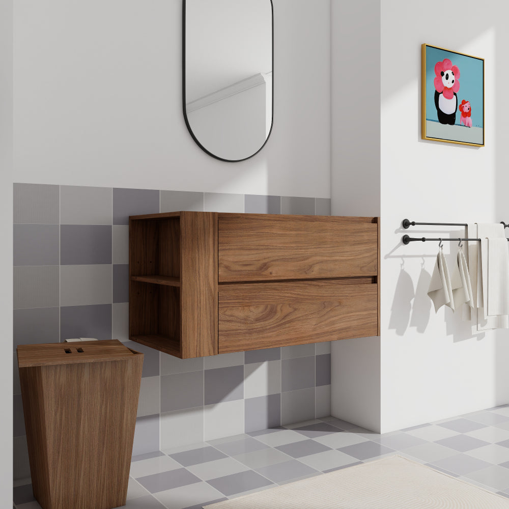36"Wall Mounting Bathroom Vanity, Soft Close Drawer(Only Vanity, Without Basin)