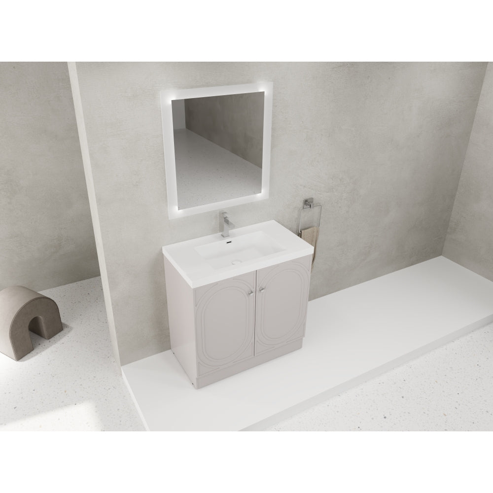 36" Freestanding Bathroom Vanity with White Resin Sink & 2 Soft-Close Cabinet Doors (KD-Packing)