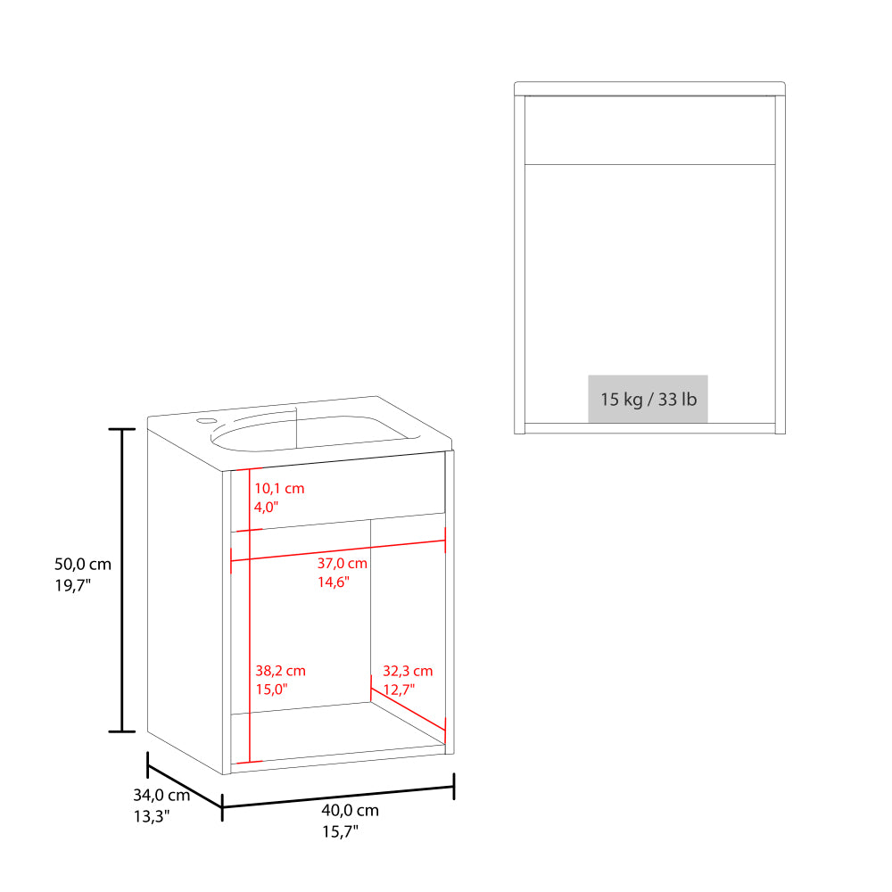 FM FURNITURE Haigleer Creek Bathroom Vanity with Integrated Sink and Faucet, White