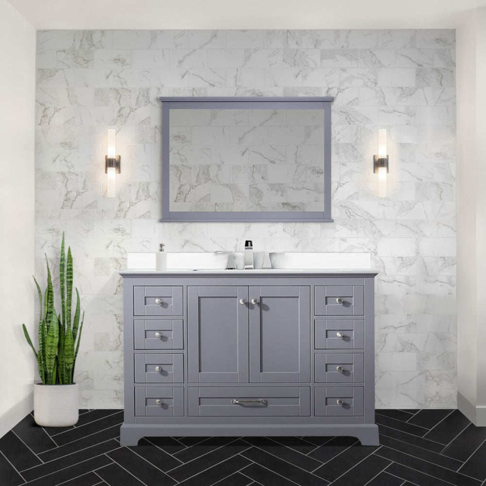 Navy Blue Single Bath Vanity 48 in. W x 22 in. D, White Quartz Top, and Faucet Set