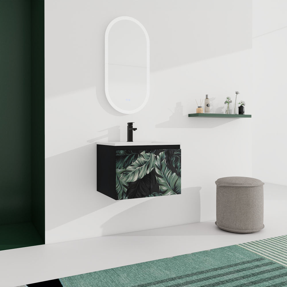 24'' Floating Wall-Mounted Bathroom Vanity With Ceramics Sink & Soft-Close Cabinet Door, KD-Package