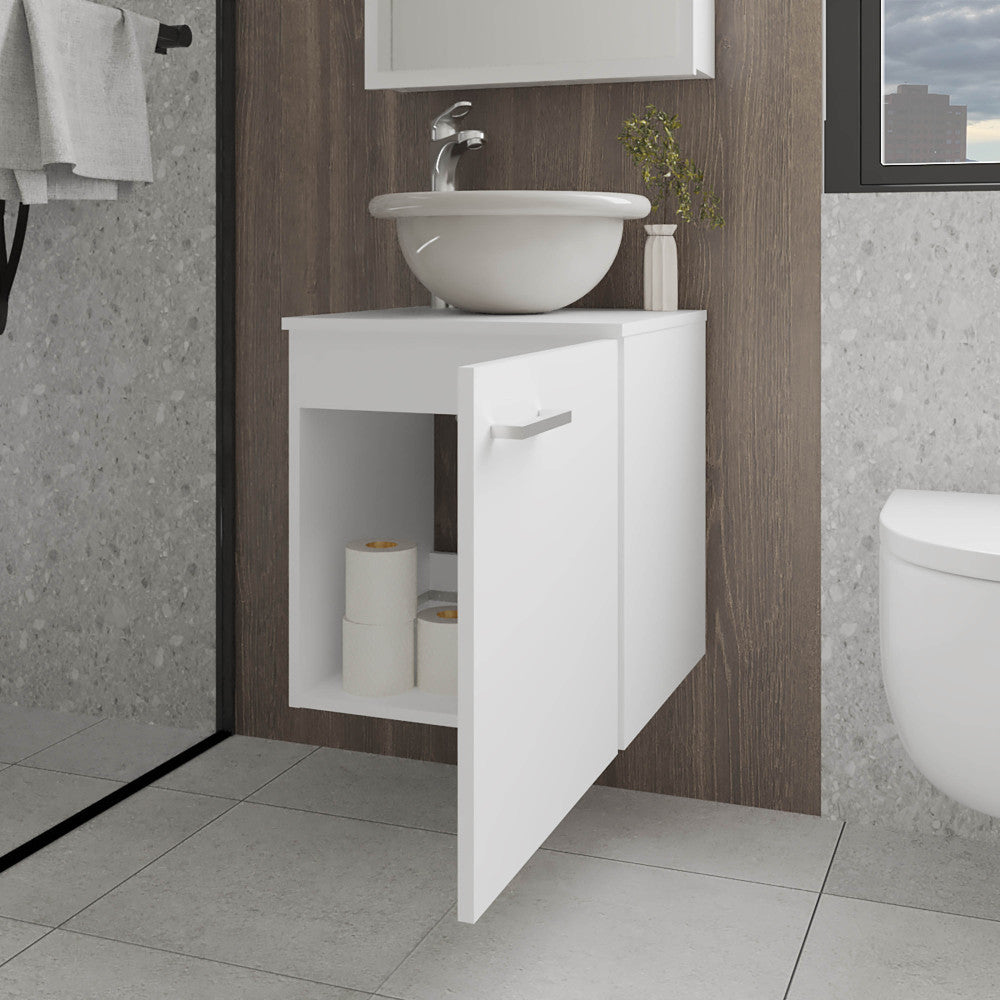 FM FURNITURE Pirtleville Bathroom Vanity with Integrated Sink and Faucet, White
