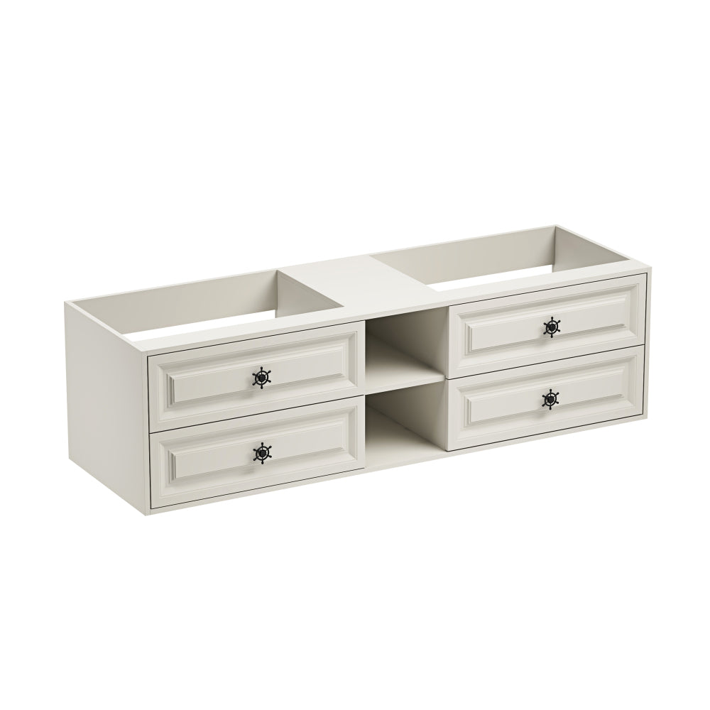 84" Wall Hung Bathroom Vanity Cabinet Fits Double Sinks, Cabinet Only (Countertop and Sinks Not Included)