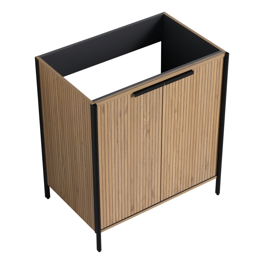 30" Freestanding Bathroom Vanity with Resin Sink & 2 Soft-Close Cabinet Doors (KD-Packing)