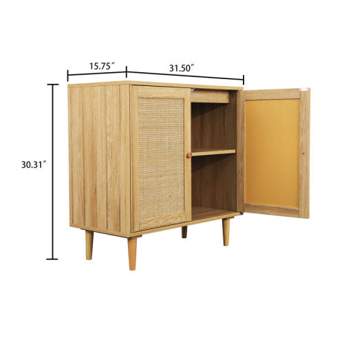 Rattan Storage Cabinet: Accent Cabinet with Doors, Buffet Cabinet with Storage for Living Room, Hallway, Bedroom