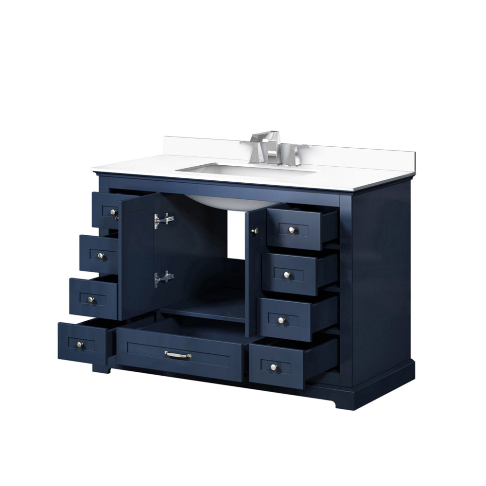Navy Blue Single Bath Vanity 48 in. W x 22 in. D, Cultured Marble Top, and Faucet Set
