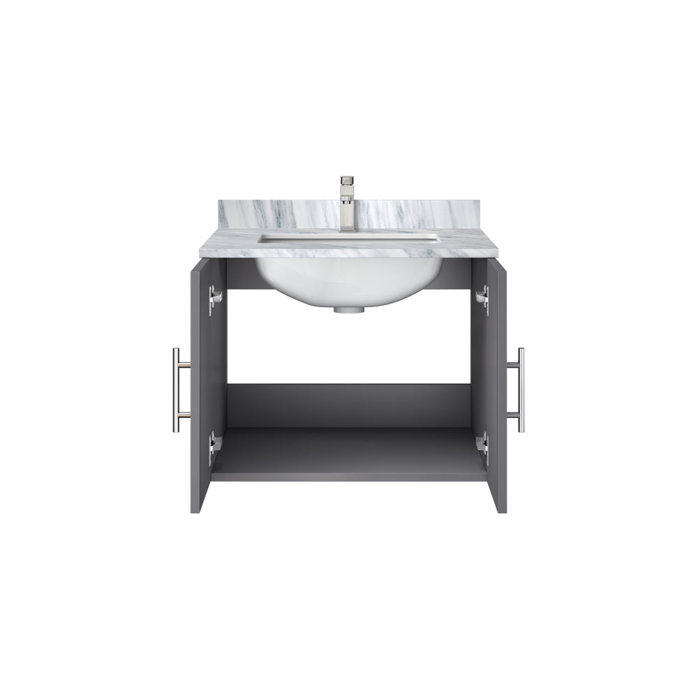 Dark Grey Bath Vanity 24 in. W x 22 in. D, Carrara Marble Top, and Faucet Set