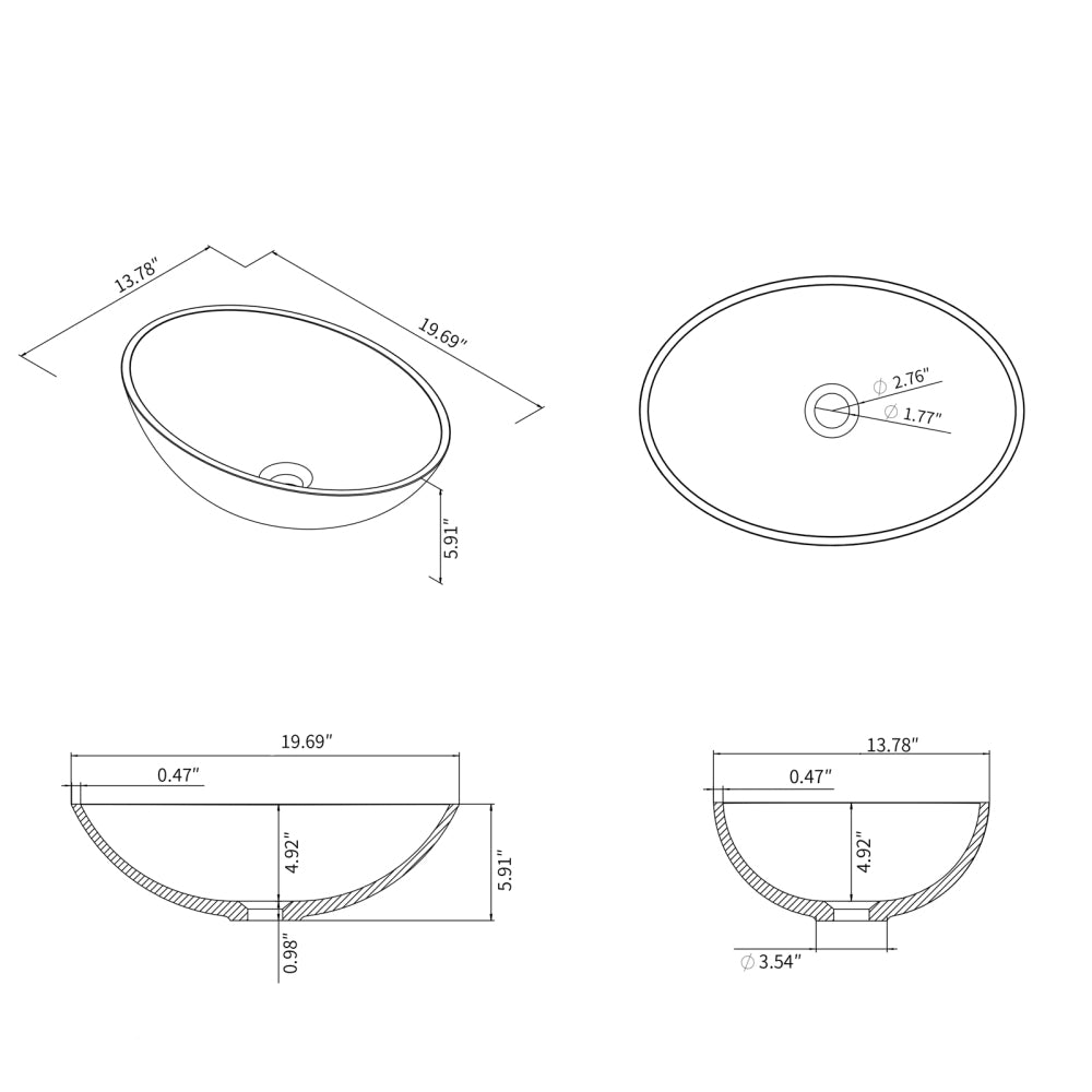 Vessel Sink Stone Resin Bathroom Sink Modern Art Sink 25C23