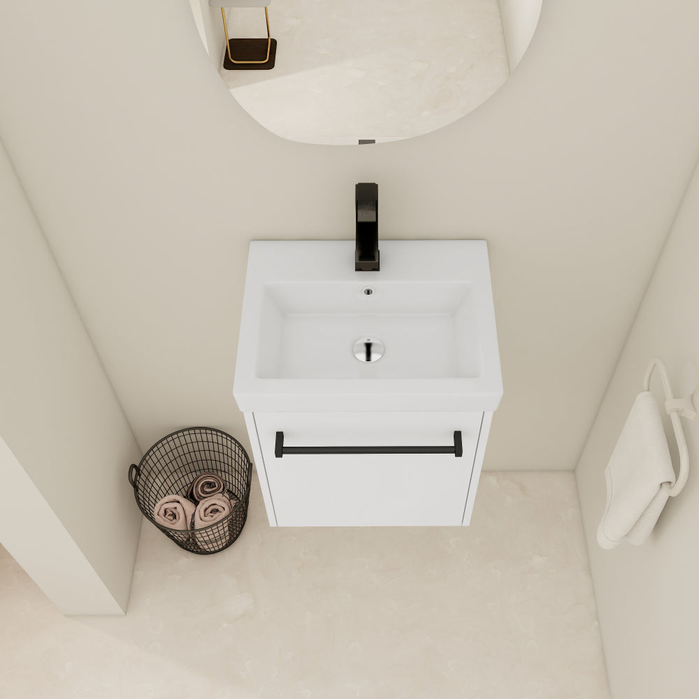 18'' Floating Wall-Mounted Bathroom Vanity with Ceramic Sink & Soft-Close Cabinet Door, For Small Bathroom