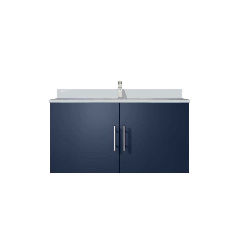 Navy Blue Bath Vanity 36 in. W x 22 in. D, White Quartz Top, and Faucet Set