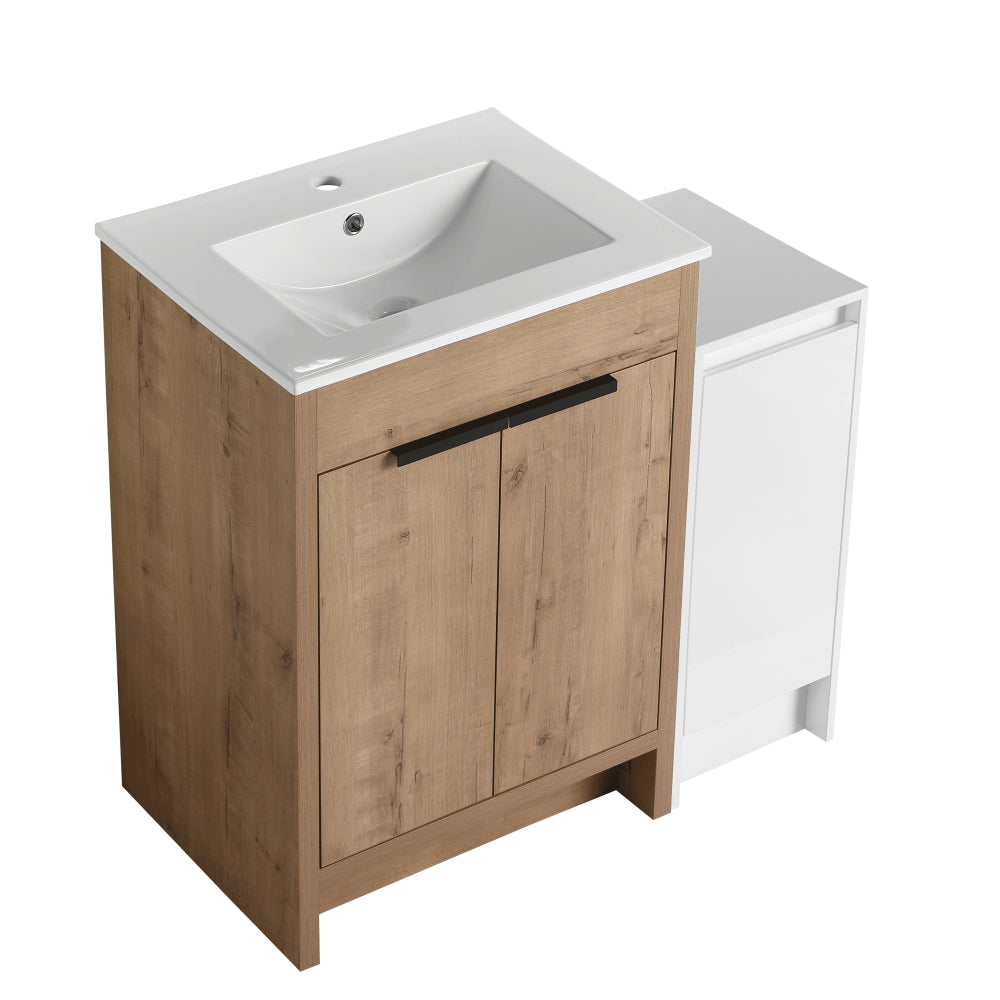 36" Freestanding Bathroom Vanity with White Ceramic Sink & 2 Soft-Close Cabinet Doors ((KD-PACKING),BVB02436IMO-F-BL9090B