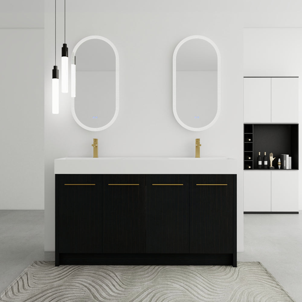 72 Inch Freestanding Bathroom Vanity with Resin Sink and a Storage Cabinets, With Soft Closing Door, 09230*2+0312 Combination Cabinet, KD-Package
