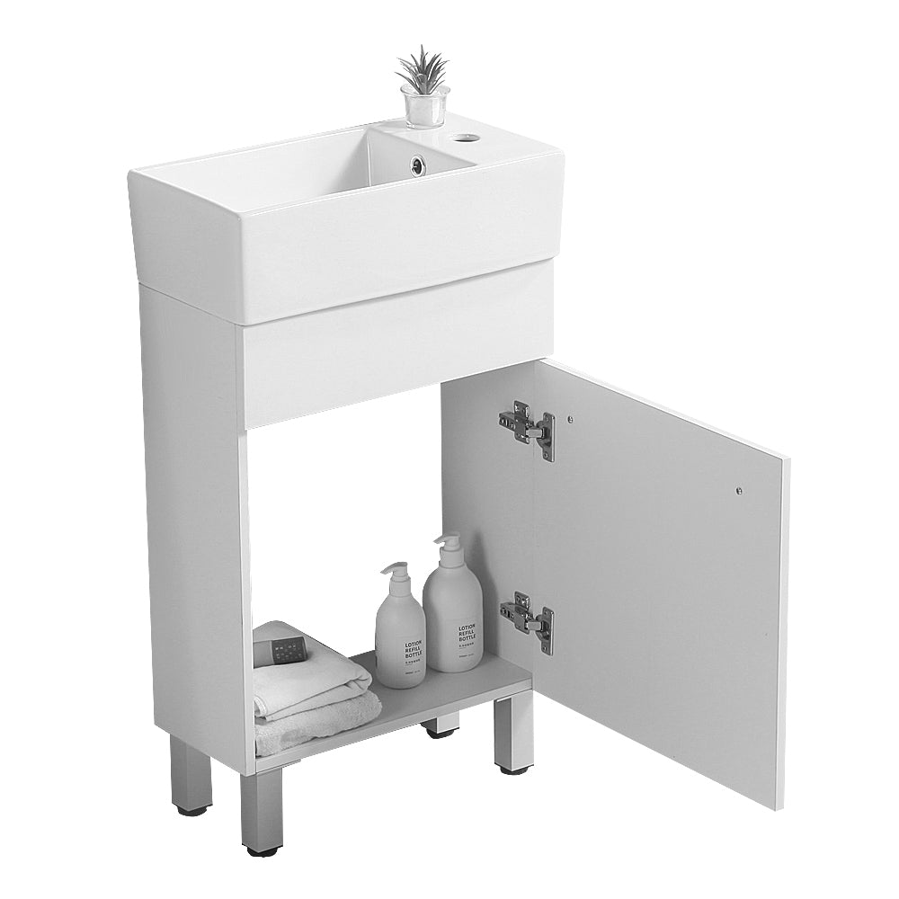 19 "white bathroom cabinet with ceramic sink