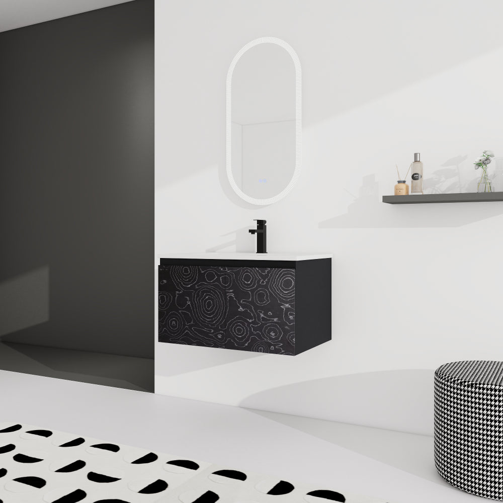 30'' Floating Wall-Mounted Bathroom Vanity With Ceramics Sink & Soft-Close Cabinet Door, KD-Package