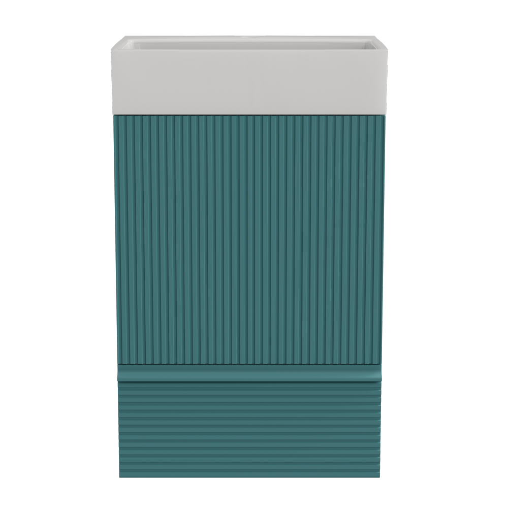 Gada 20" Striped Aquamarine Bathroom Vanity with Ceramic Sink, Freestanding Bathroom Cabinet for Modern Bathroom, KD