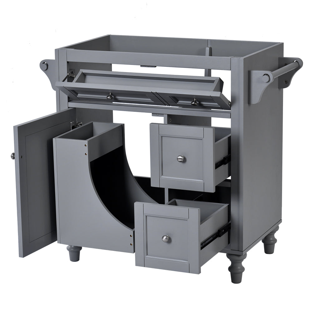 30'' Bathroom Vanity with Top Sink, Modern Bathroom Storage Cabinet with 2 Drawers and a Tip-out Drawer, Single Sink Bathroom Vanity (Same as SW000143AAF)