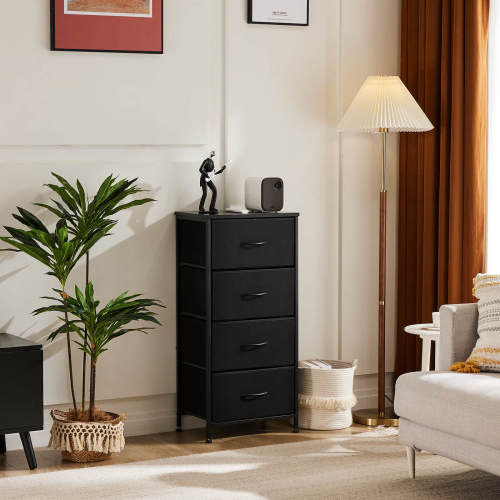 Drawers Dresser Chest of Drawers,Metal Frame and Wood Top,4bc,Black