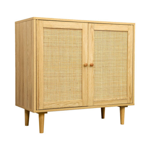 Rattan Storage Cabinet: Accent Cabinet with Doors, Buffet Cabinet with Storage for Living Room, Hallway, Bedroom