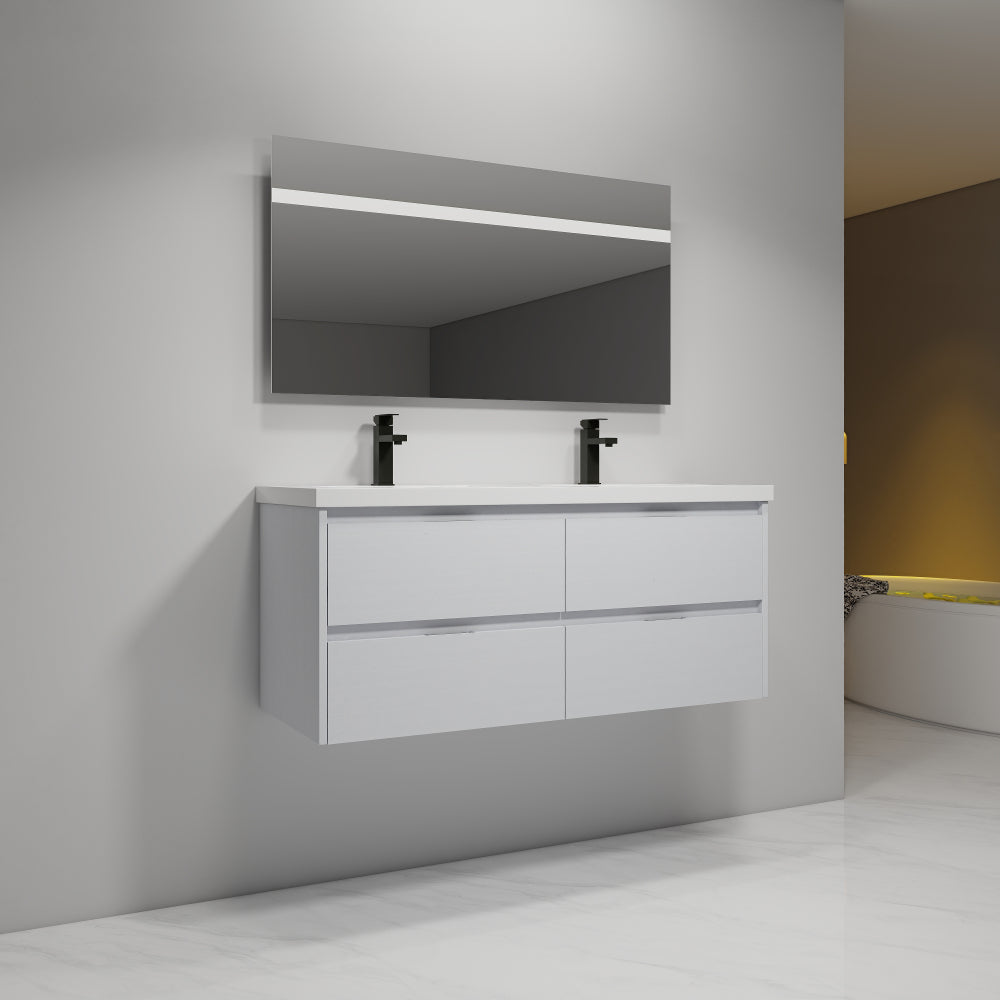48 Inch Bathroom Vanity With Dual Sink, Resin Sink, 4 Soft Close Drawers, 48x18