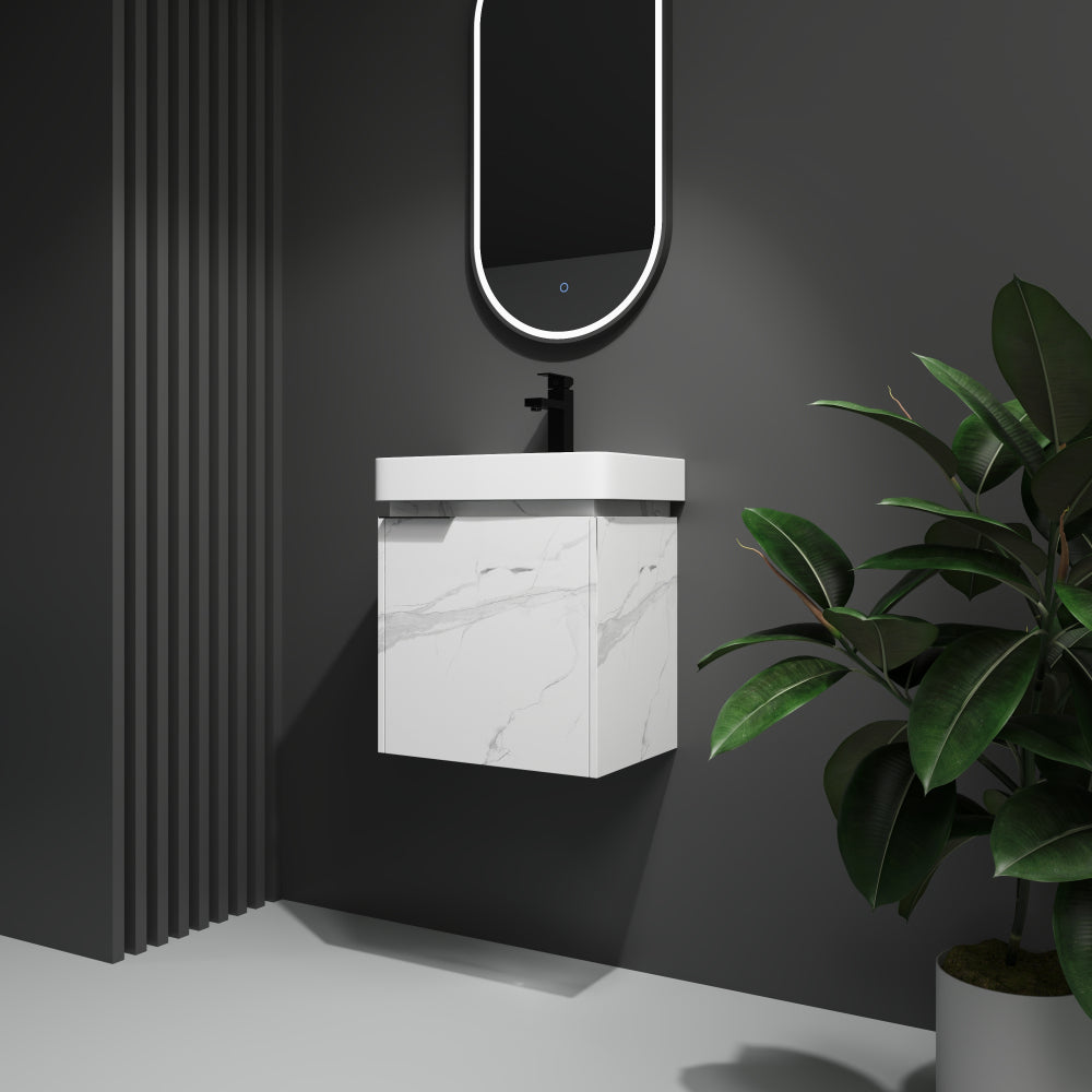 20" Wall-Mounted Bathroom Vanity with Ceramic Sink, Storage Cabinet with Doors (KD-Package)