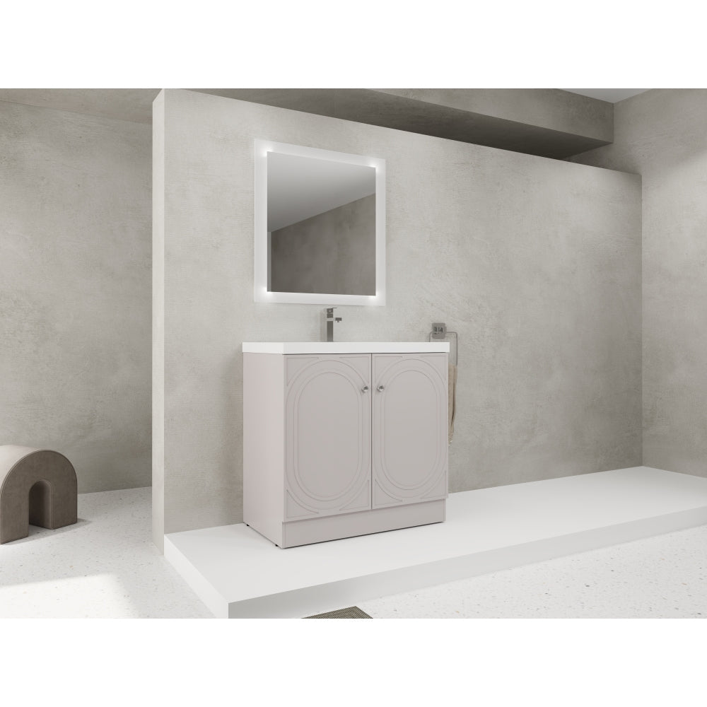 36" Freestanding Bathroom Vanity with White Resin Sink & 2 Soft-Close Cabinet Doors (KD-Packing)