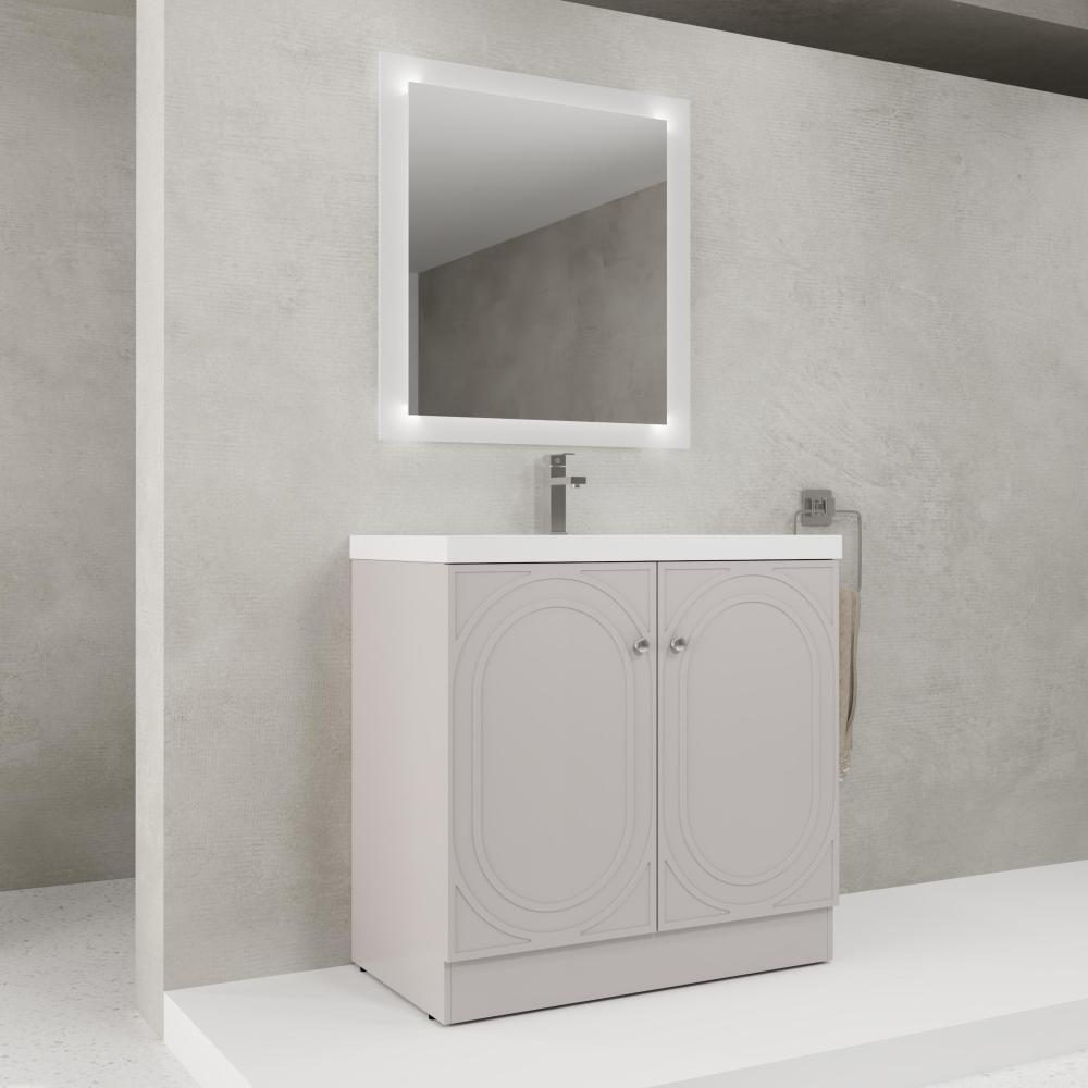 36" Freestanding Bathroom Vanity with White Resin Sink & 2 Soft-Close Cabinet Doors (KD-Packing)