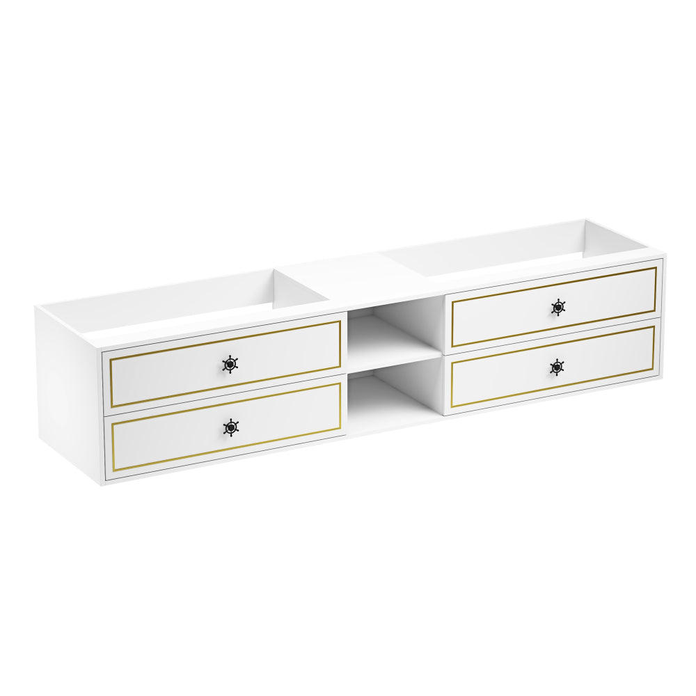 84" Wall Hung Bathroom Vanity Cabinet Fits Double Sinks, Cabinet Only (Countertop and Sinks Not Included)