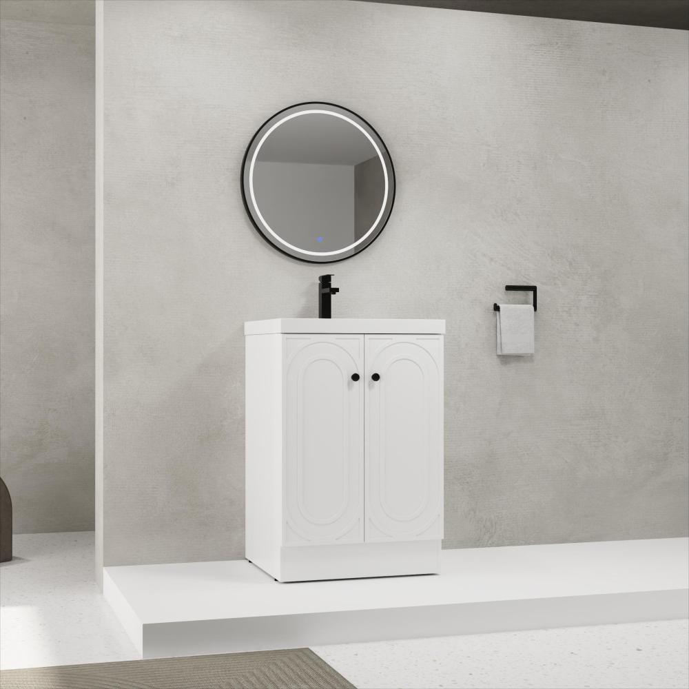36" Freestanding Bathroom Vanity with White Resin Sink & 2 Soft-Close Cabinet Doors (KD-Packing)