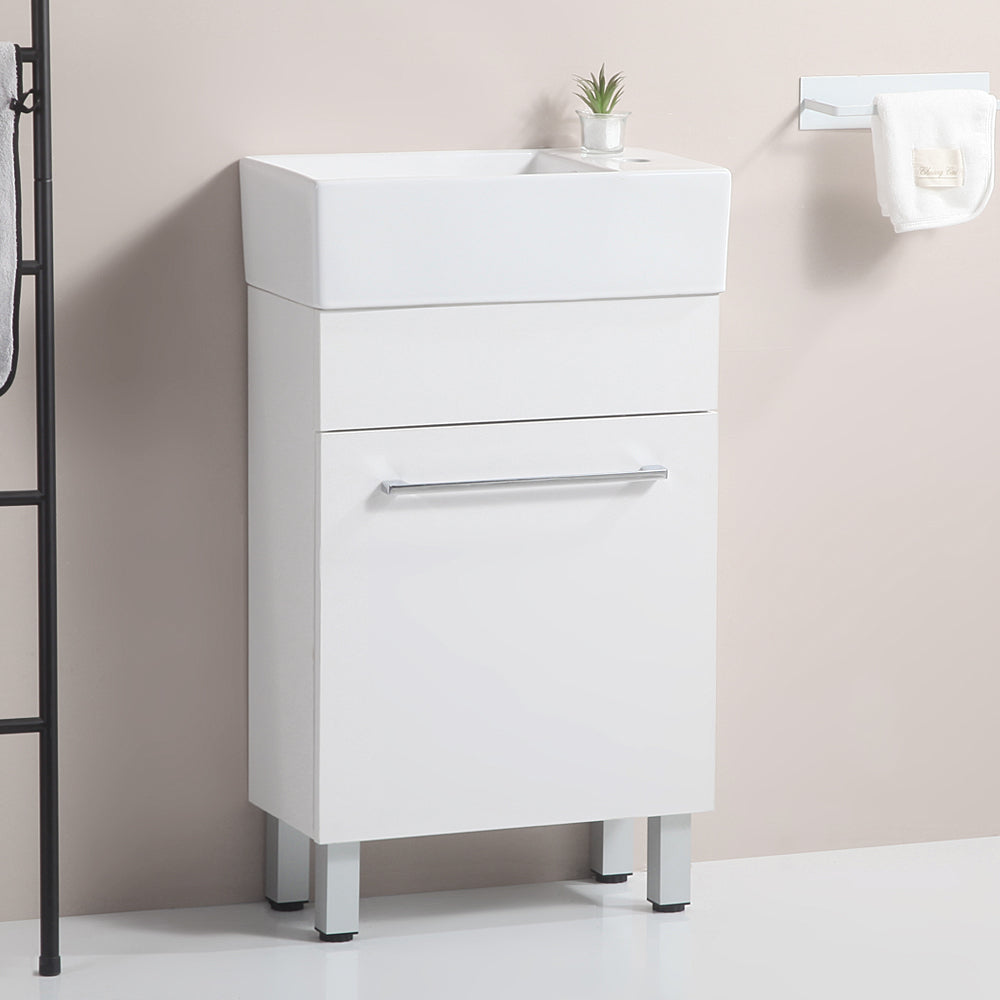 19 "white bathroom cabinet with ceramic sink