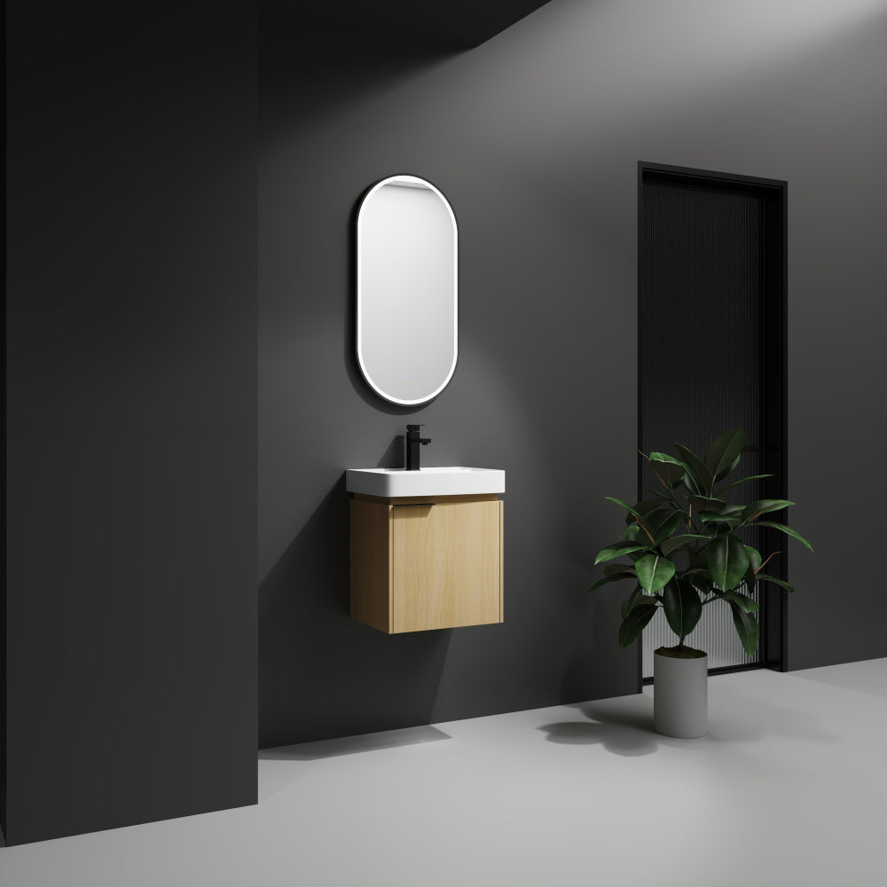 20" Wall-Mounted Bathroom Vanity with Ceramic Sink, Storage Cabinet with Doors (KD-Package)