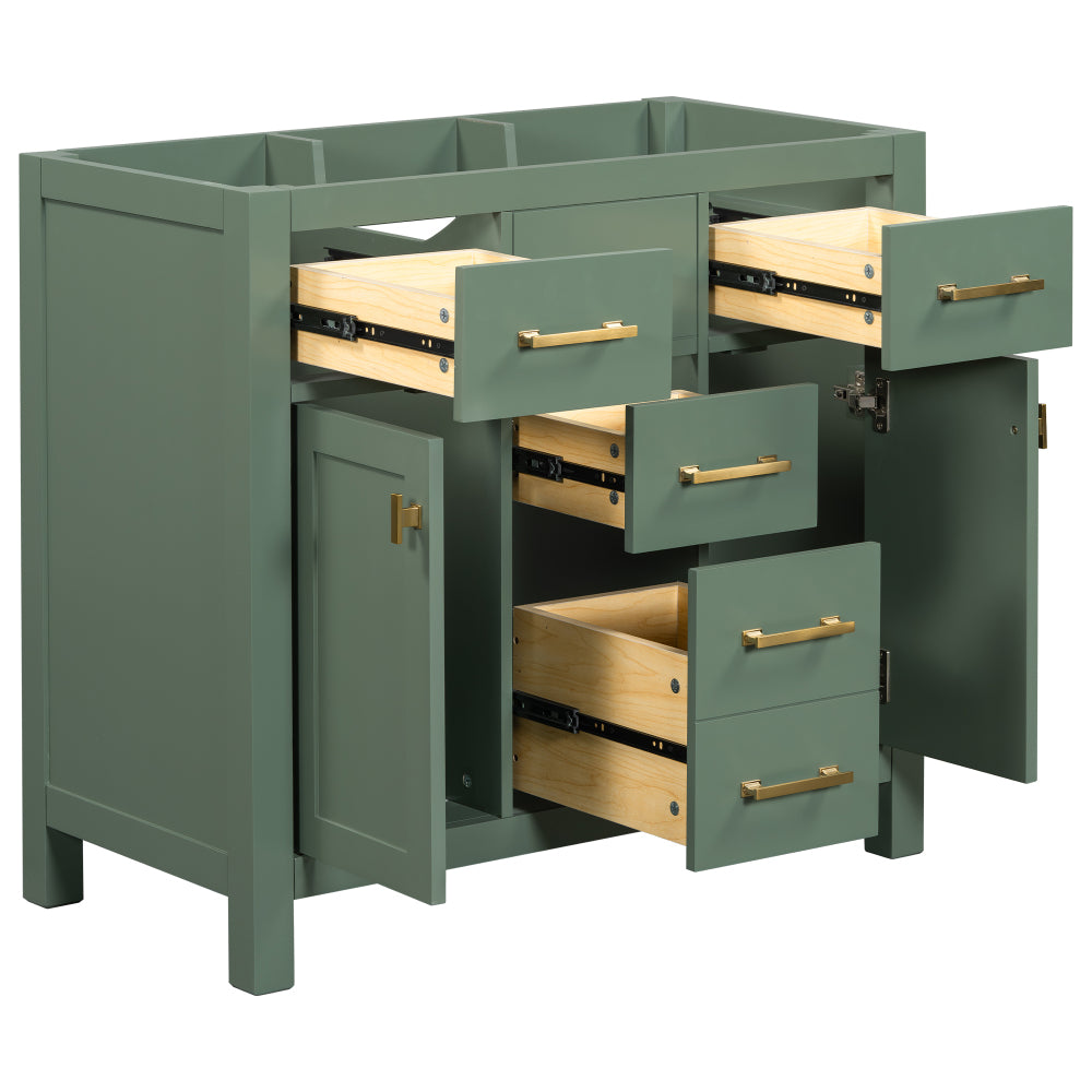 36'' Bathroon Vanity with Resin Sink Combo Set,Modern Freestanding Single Bathroom Cabinet with 4 Drawers & 2 Cabinets,Storage Cabinet for Bathroom, Solid Wood Frame Vanity Set (Same as SW000130AAC)
