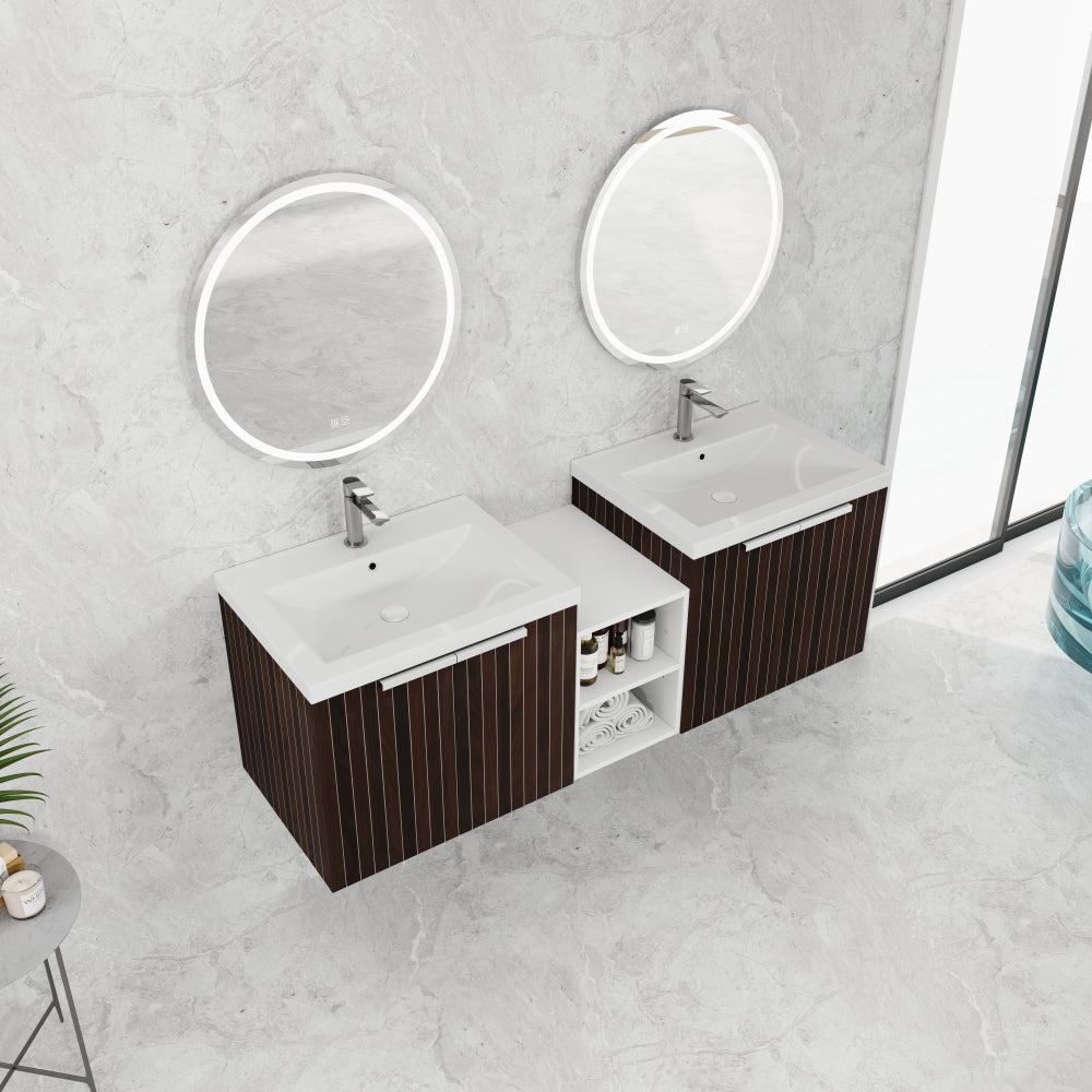 60 Inch Soft Close Doors Bathroom Vanity With Sink, A Small Storage Shelves, 24" and 12" Combination Cabinet,(KD-Packing)