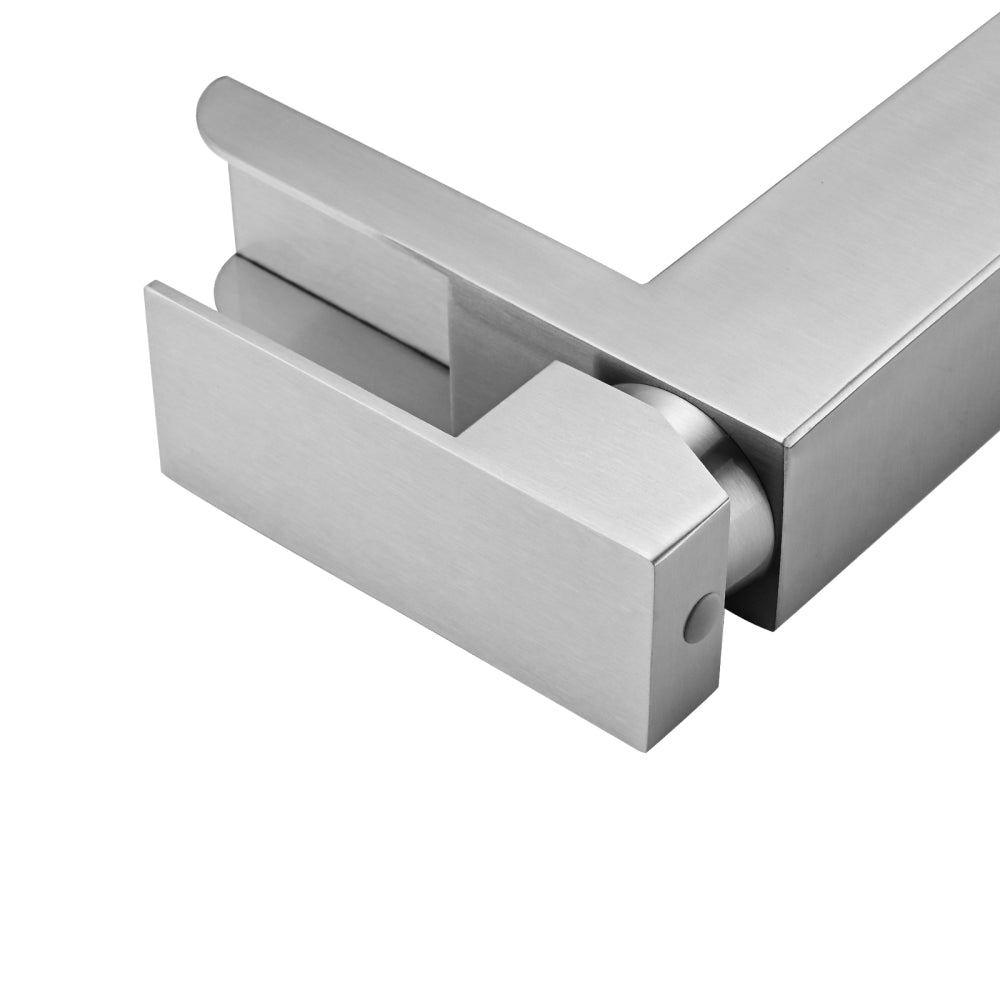 Waterfall Bathroom Faucet Brushed Nickel Single Handle Bathroom Sink Faucets 1 or 3 Hole Solid Vanity Faucet with Deck Plate & Overflow Pop Up Drain Brushed Nickel