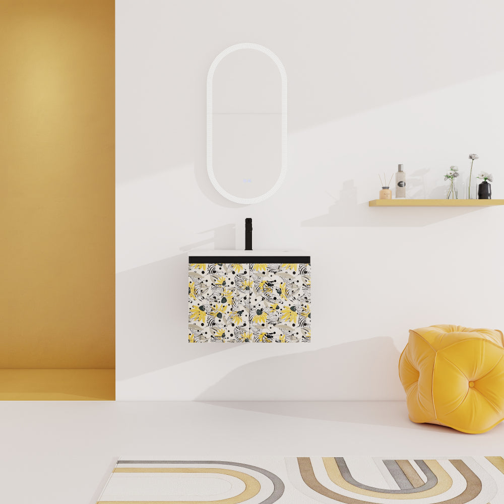 30'' Floating Wall-Mounted Bathroom Vanity With Ceramics Sink & Soft-Close Cabinet Door, KD-Package