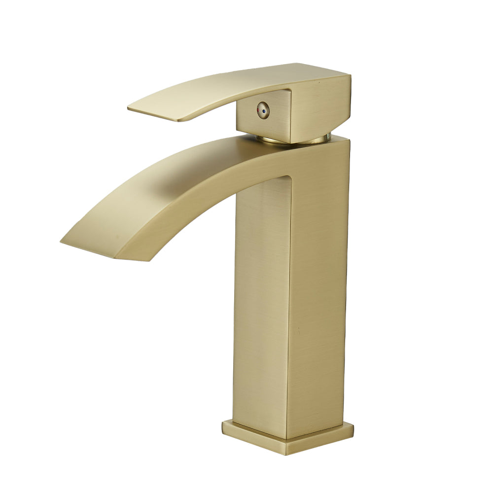 Brushed Gold Bathroom Faucet,Faucet for Bathroom Sink, Single Hole Bathroom Faucet Modern Single Handle Vanity Basin Faucet
