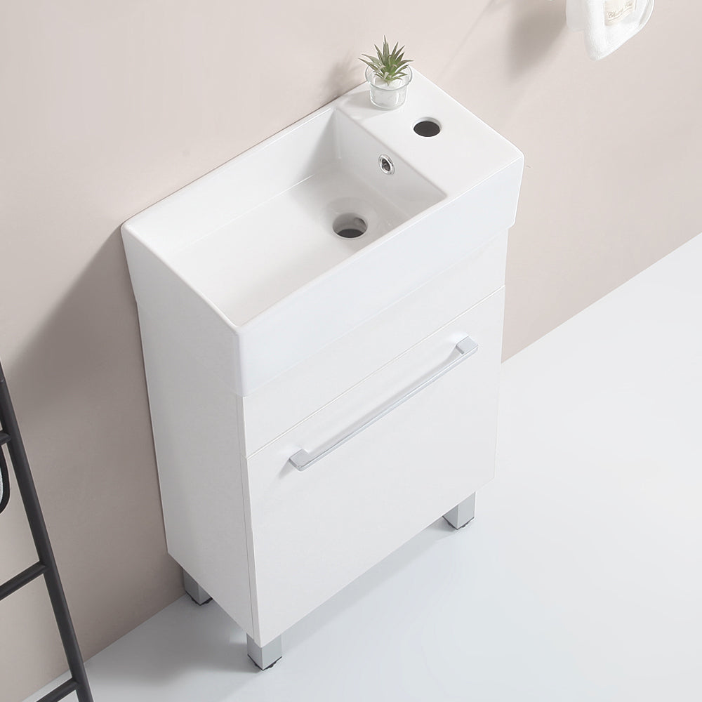 19 "white bathroom cabinet with ceramic sink