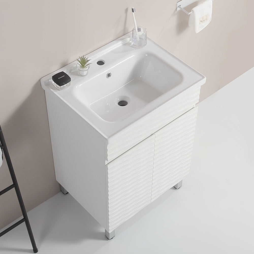 24-inch wavy bathroom cabinet with ceramic sink