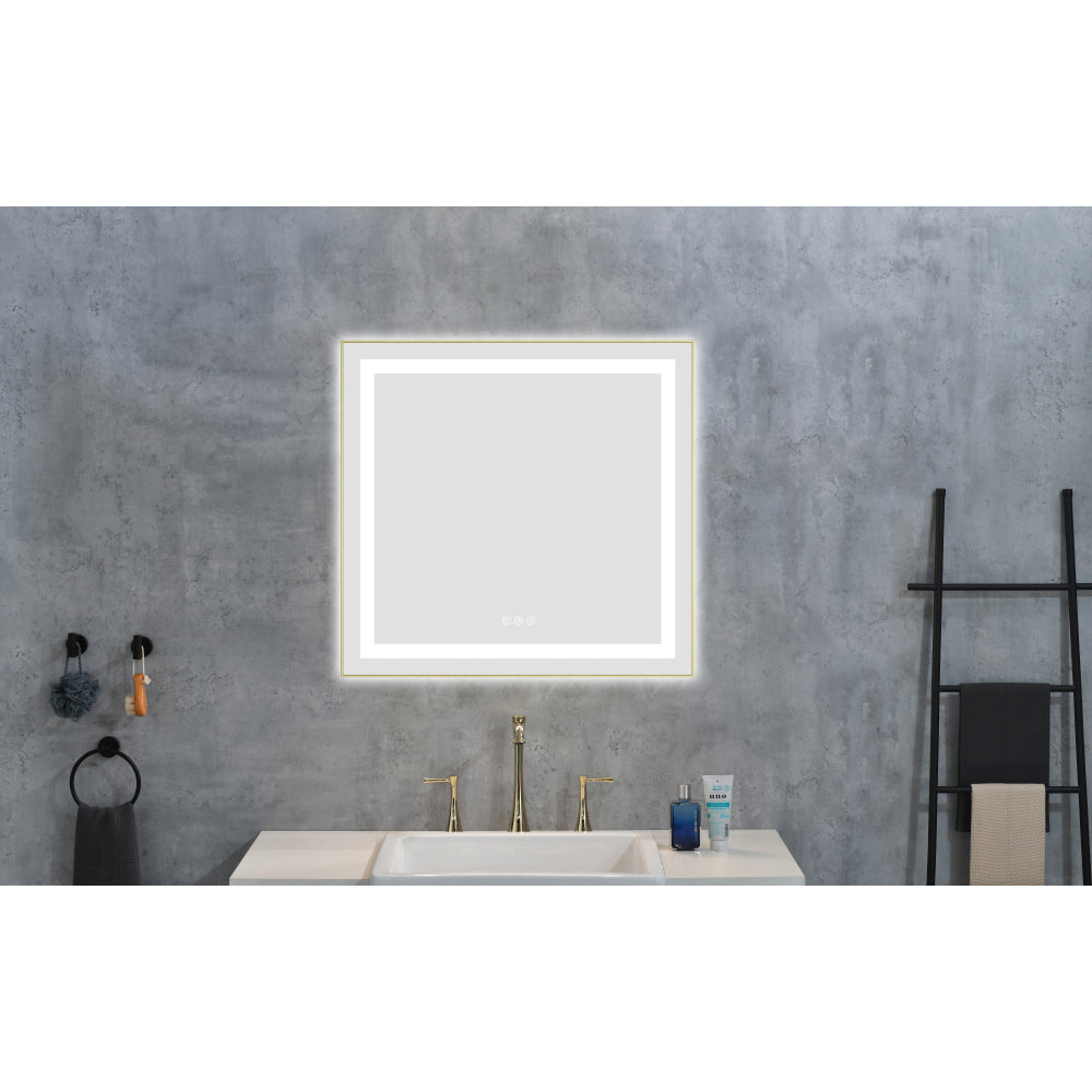 40" x 24" Inch LED Bathroom Mirror with Front and Backlight, Wall Mounted Vanity Mirror with Aluminum Frame, Anti-Fog, Memory, 3 Colors, Stepless Dimmable