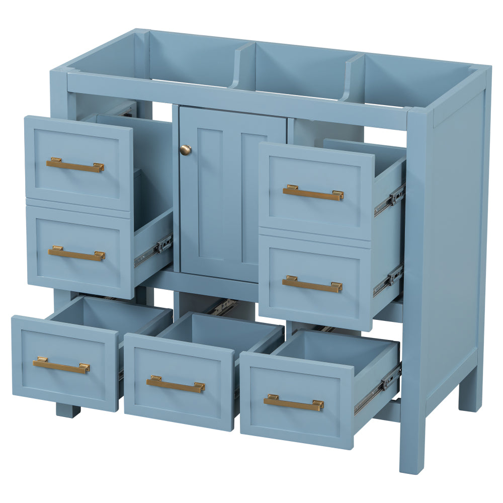 36'' Bathroom Vanity without Sink, Solid Wood Frame Bathroom Storage Cabinet, Freestanding Vanity with 5 Drawers& Soft Closing Doors (NOT INCLUDE BASIN SINK )