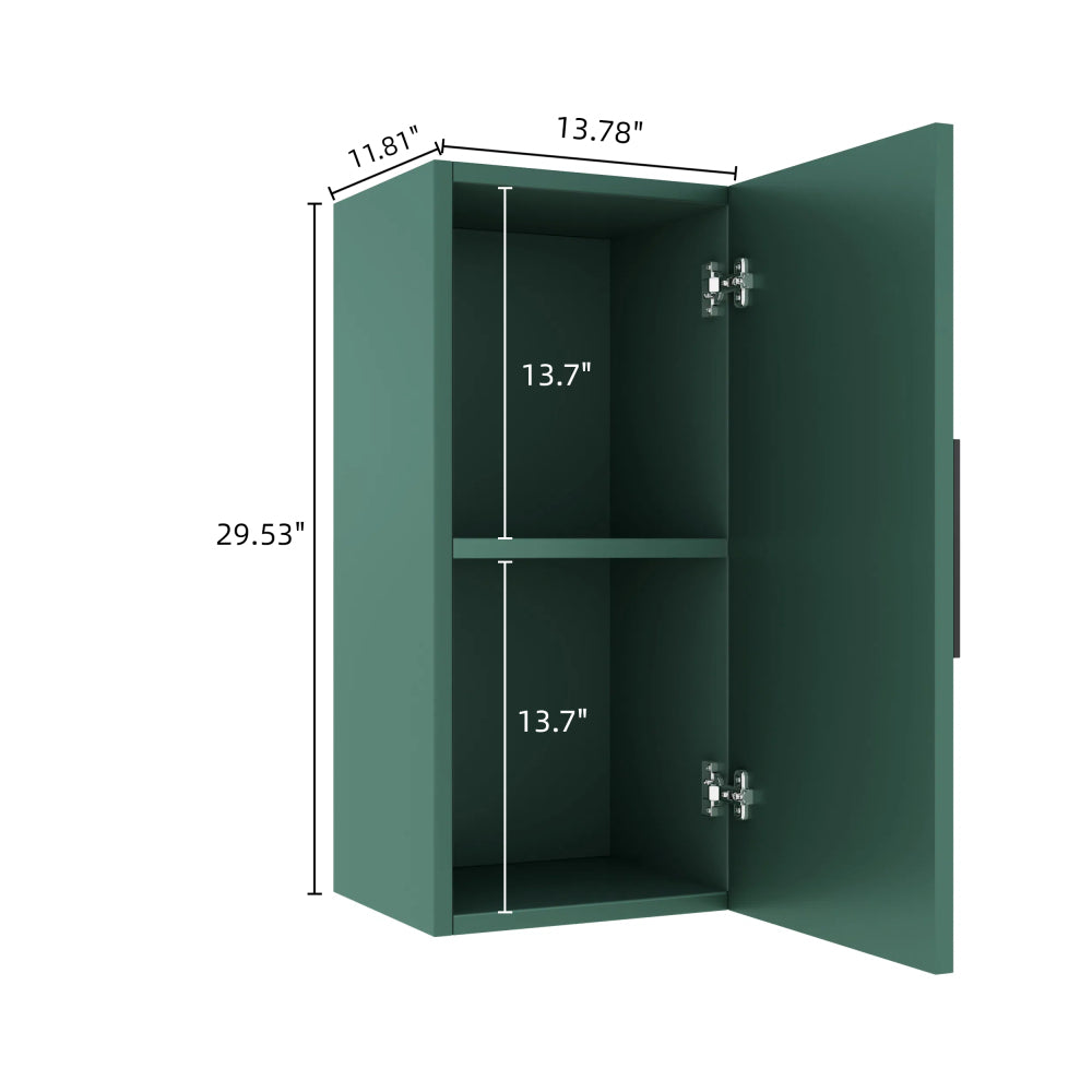 JOVI 14" Wall-Mounted Floating Bathroom Vanity Side Cabinet with a Door and a Shelf, (Suitable for JODI Bathroom Vanity), Green Color