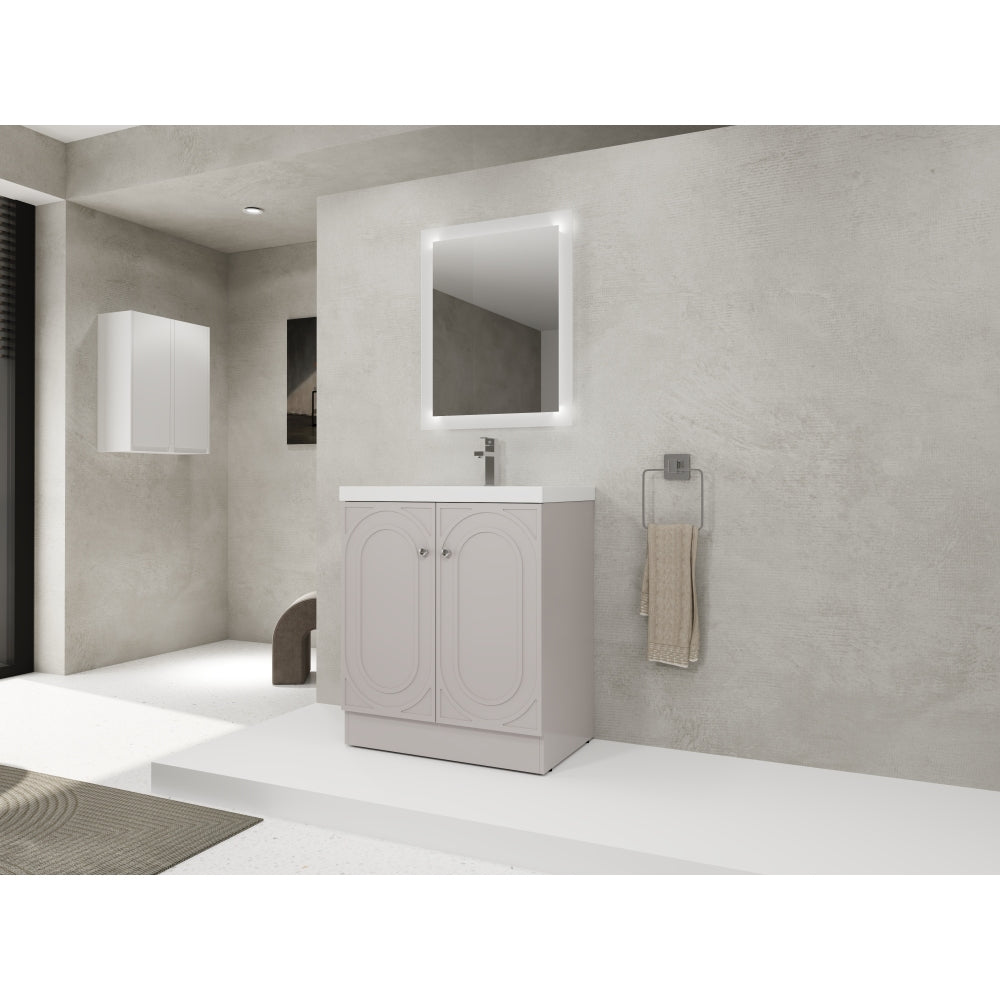 30" Freestanding Bathroom Vanity with White Resin Sink & 2 Soft-Close Cabinet Doors (KD-Packing)