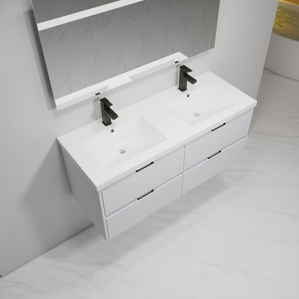 48 Inch Bathroom Vanity With Dual Sink, Resin Sink, 4 Soft Close Drawers, 48x18