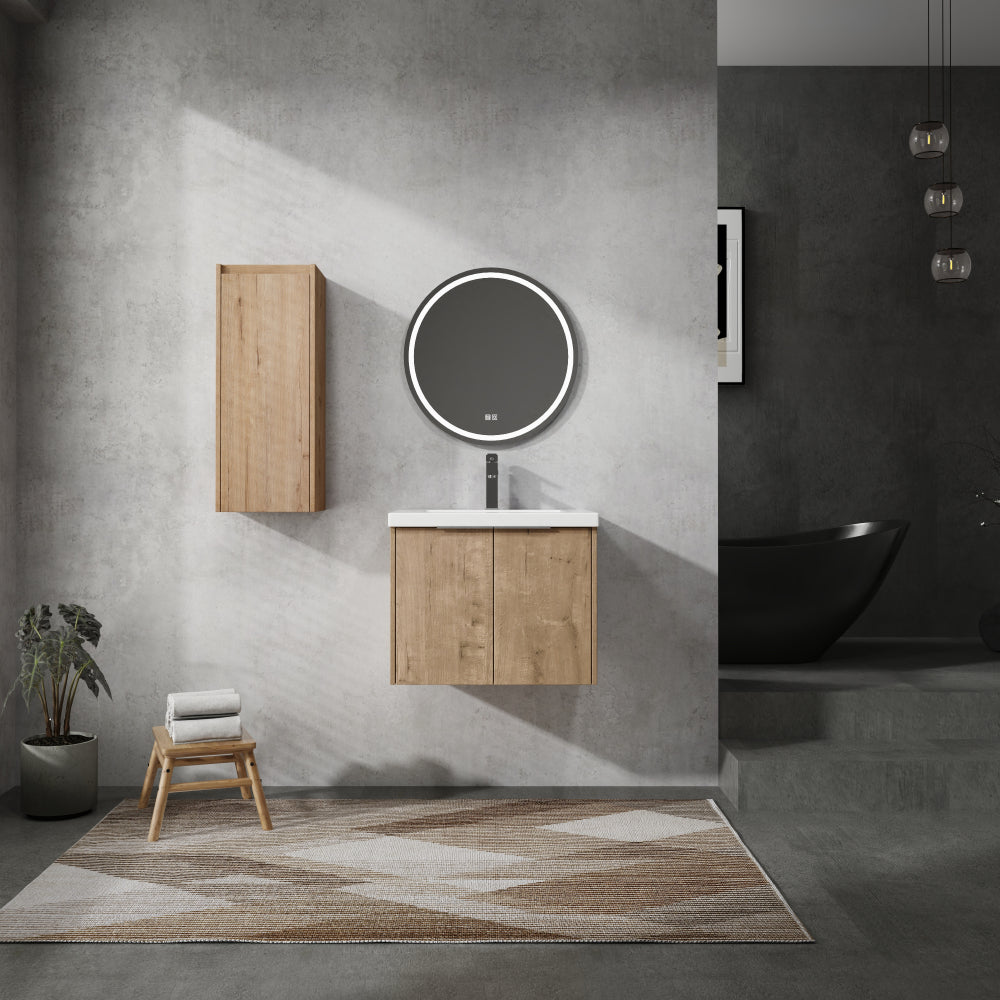 30" Wall-Mounted Bathroom Vanity With Sink and Side Cabinet, Soft Close Doors,00112IMO x 2-00630IMO Combination Cabinet(KD-Packing)