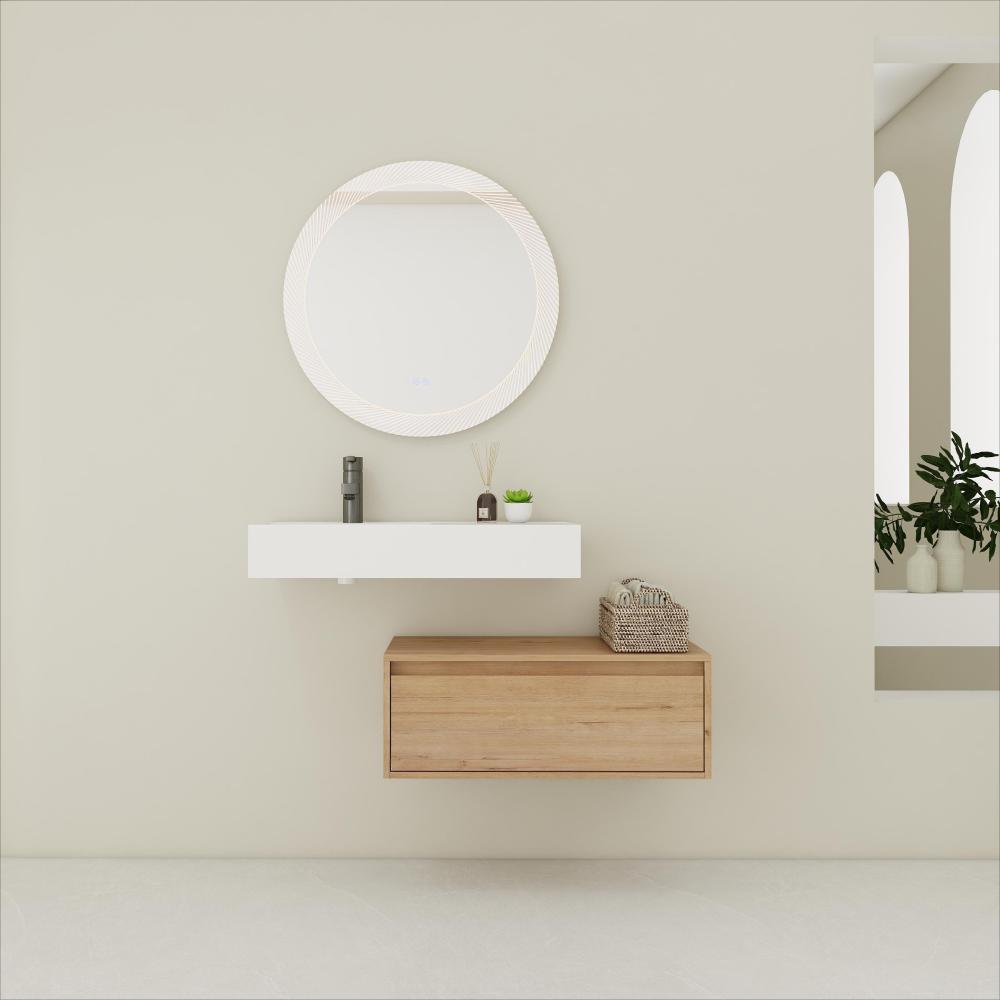60" Bathroom Cabinet,Soft Close Drawer,Float Mounting Design (Only Vanity, Without Sink)