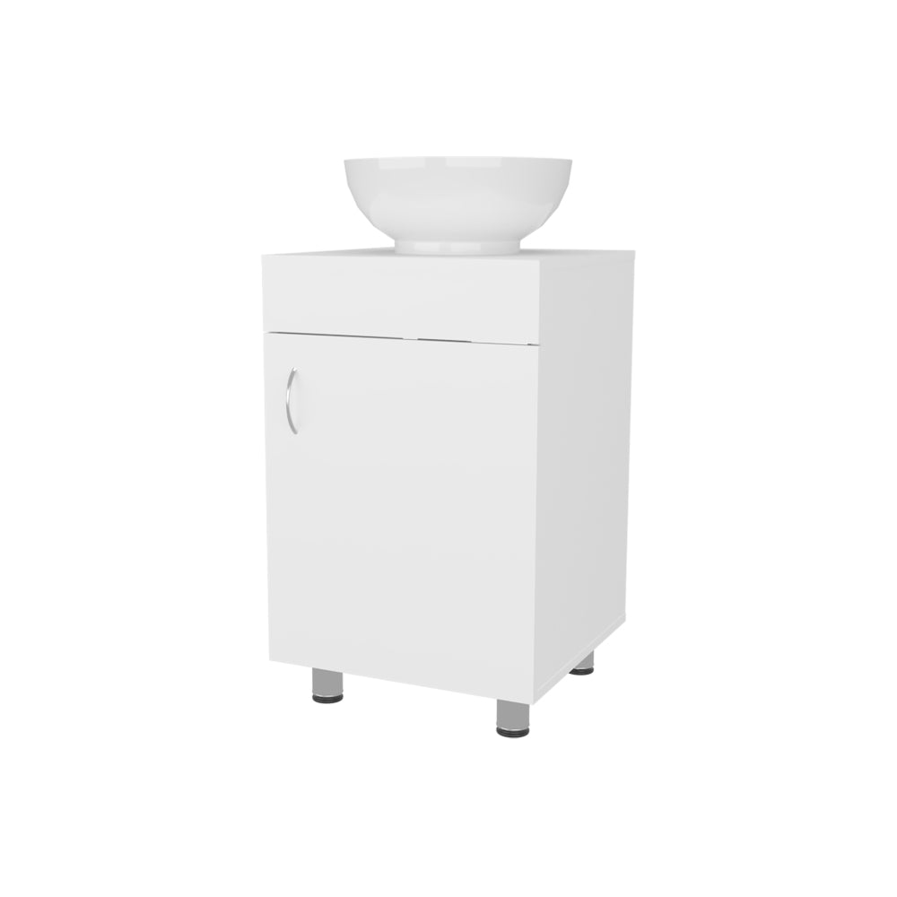 FM FURNITURE Loli Bathroom Vanity with Integrated Sink and Faucet, White