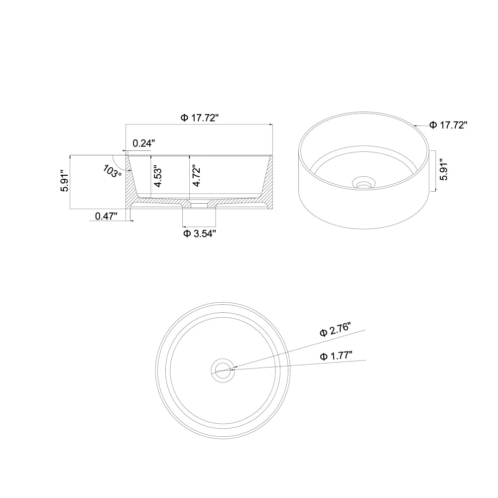Vessel Sink Stone Resin Bathroom Sink Modern Art Sink 25C09B