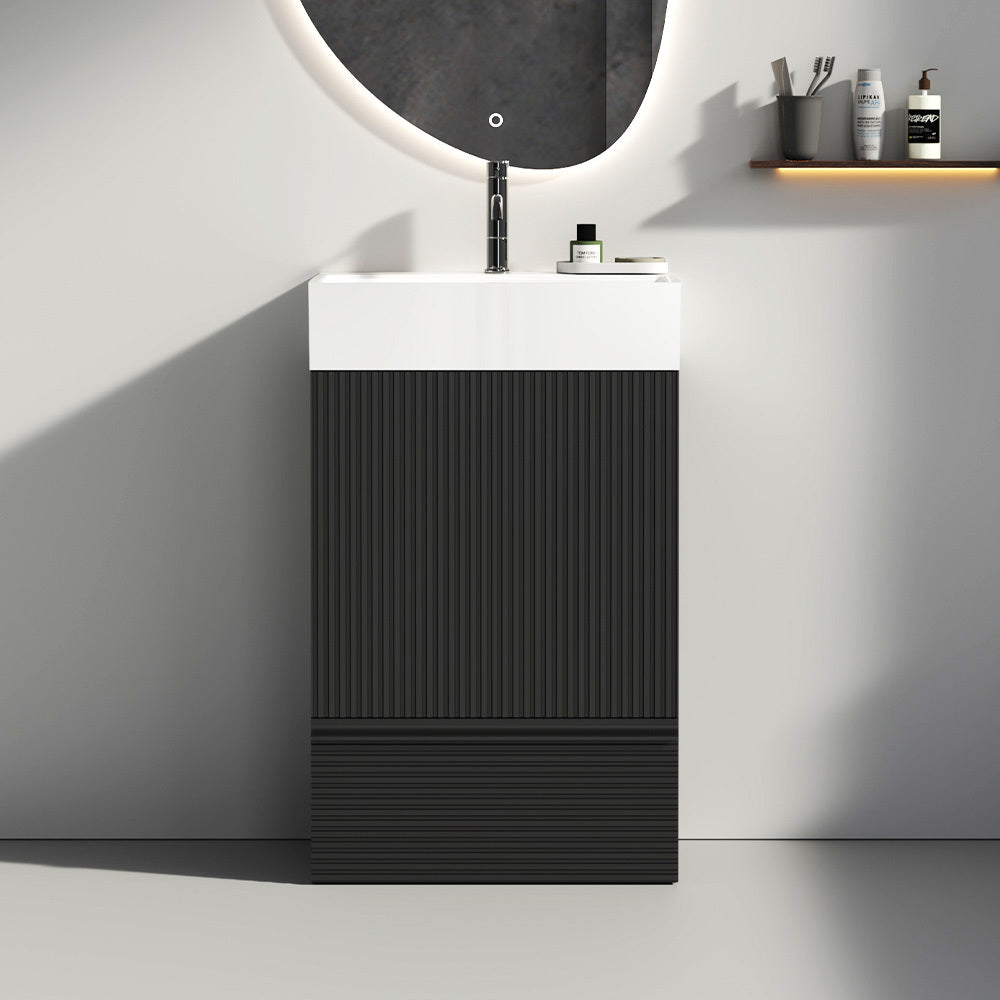 Gada 20" Striped Aquamarine Bathroom Vanity with Ceramic Sink, Freestanding Bathroom Cabinet for Modern Bathroom, KD